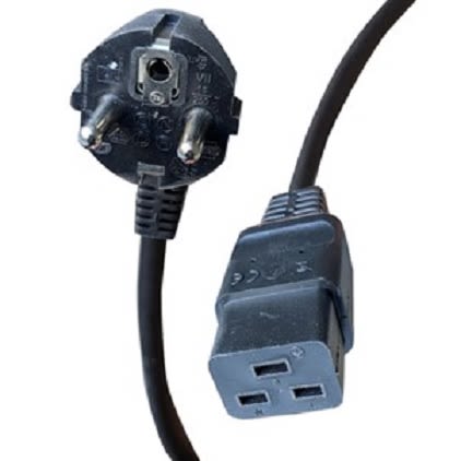 RS PRO Straight IEC C19 Socket to Right Angle CEE 7 Plug Power Cord, 2m [0]; 447-016