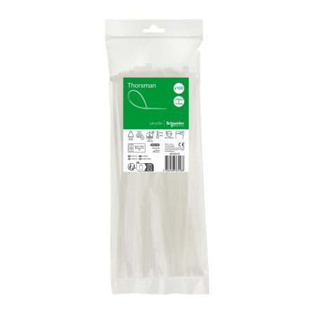 Schneider Electric Cable Tie, , 250mm x 4.8 mm, Clear Nylon, Pk-1 [IMT46415]; 458-805