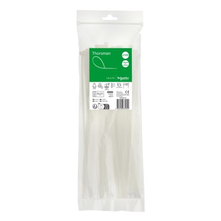 Schneider Electric Cable Tie, , 300mm x 4.8 mm, Clear Nylon, Pk-1 [IMT46419]; 458-807