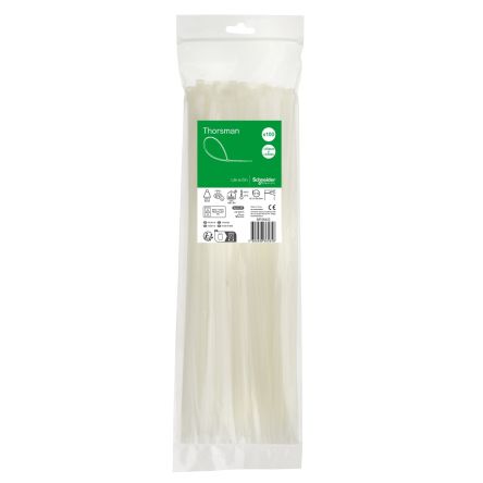 Schneider Electric Cable Tie, , 370mm x 4.8 mm, Clear Nylon, Pk-1 [IMT46422]; 458-808