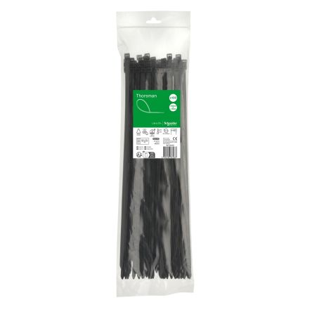 Schneider Electric Cable Tie, , 380mm x 7.6 mm, Black Nylon, Pk-1 [IMT46425]; 458-809