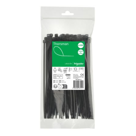 Schneider Electric Cable Tie, , 200mm x 4.8 mm, Black Nylon, Pk-1 [IMT46412]; 458-858
