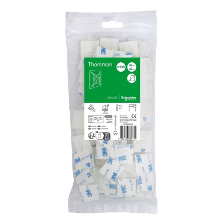 Schneider Electric Cable Tie, Self-adhesive Base, 28mm x 28 mm, Clear Polyamide, Pk-1 [IMT46451]; 458-863