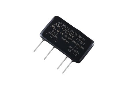 Jelsystem A5C Series Solid State Relay, 2 A Load, PCB Mount, 264 Vrms Load, 28 Vdc Control [A5C-202WV]; 459-751