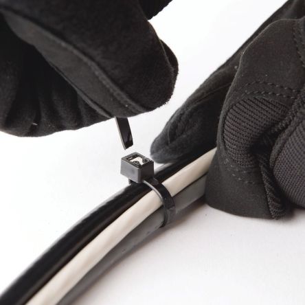 nVent CADDY Cable Tie, Cable Tray Cable Tie, 350mm x 4.3 mm, Black Nylon, Pk-100 [601009]; 459-798