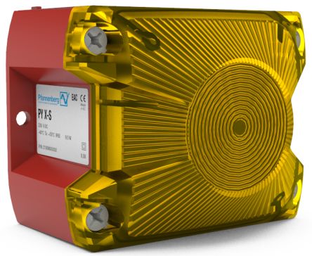 Pfannenberg PY L-S Series Yellow Blinking, Continuous, Flashing Beacon, 12 → 48 V dc, Panel Mount, LED Bulb, IP66 [21513813000]; 460-359