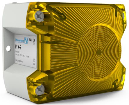 Pfannenberg PY L-S Series Yellow Blinking, Continuous, Flashing Beacon, 12 → 48 V dc, Panel Mount, LED Bulb, IP66 [21513813055]; 460-380