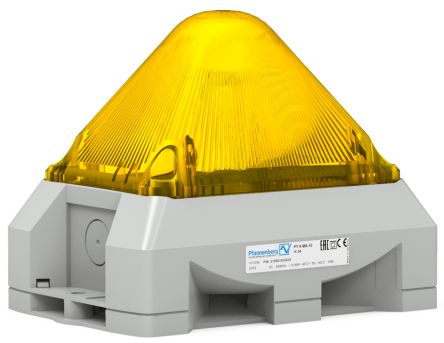 Pfannenberg PY X Series Yellow Beacon, 24 V ac/dc, IP66, Free Mount, 101dB at 1 Metre [21554813055]; 460-429