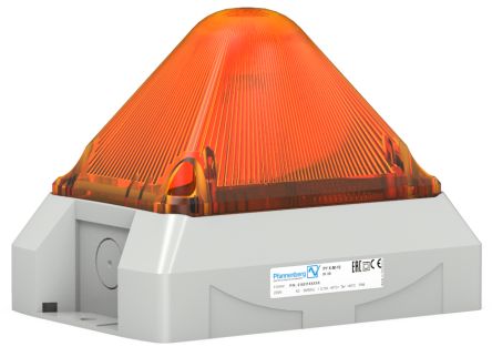 Pfannenberg PY L-M-M Series Amber Blinking, Continuous, Flashing Beacon, 12 → 48 V dc, Panel Mount, LED Bulb, [21553814004]; 460-440