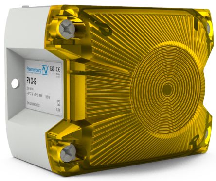Pfannenberg PY X-S-05 Series Yellow Flashing Beacon, 230 V ac, Panel Mount, Xenon Bulb, IP66 [21510103055]; 460-880