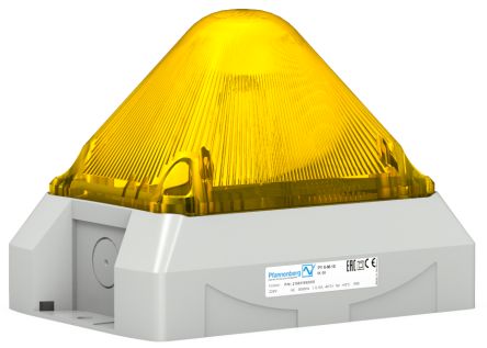 Pfannenberg PY L-M Series Yellow Blinking, Continuous, Flashing Beacon, 24 V dc, Panel Mount, LED Bulb, IP66 [21553643055]; 460-984