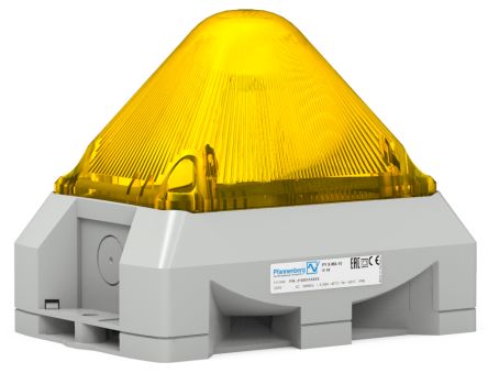 Pfannenberg PY X Series Yellow Beacon, 12 V dc, 24 V dc, 48 V dc, IP66, Panel Mount, 101dB at 1 Metre [21555813055]; 461-003
