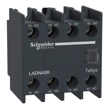 Schneider Electric Auxiliary Contact Block, 4 Contact, 4NO, Screw Mount, TeSys Deca TeSyS D [LADN40R]; 466-524