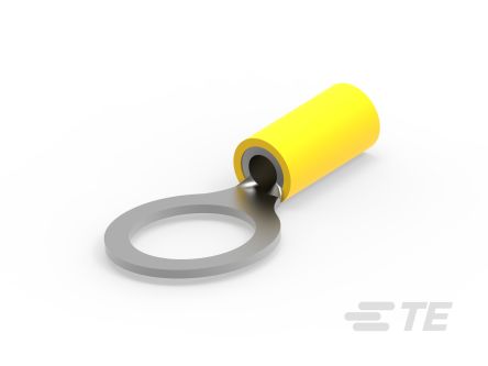 TE Connectivity, 5207 Insulated Ring Terminal, M12mm Stud Size, Brown, Yellow [52077-2]; 473-779