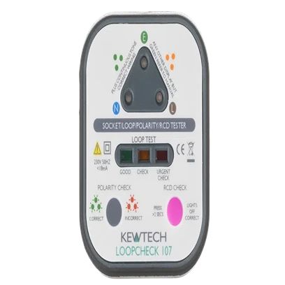 Kewtech Corporation LOOPCHECK107 Socket Tester 230V, RCD Test Current 30mA [LOOPCHECK107]; 477-804