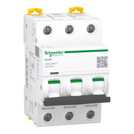 Schneider Electric Acti9 Acti9 Moteur MCB, 3P, 2.5A, Type MA, 500V AC, 440 V Breaking Capacity [A9F90373]; 479-573
