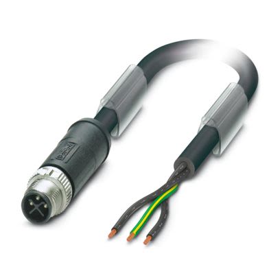 Phoenix Contact 0-PVC PE, SAC-3P-M12MSS/ 4 PVC 3 x 1.5 mm² 3 Core Power Cable, Black Polyvinyl Chloride PVC, 4m [1415998]; 483-034