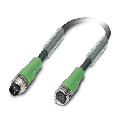 Phoenix Contact Straight Male 3 way M8 to Straight Female 3 way M8 Sensor Actuator Cable, 500mm [1501333]; 483-123