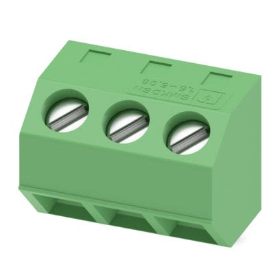 Phoenix Contact SMKDSNF 1 Series PCB Terminal Block, 3-Contact, 5.08mm Pitch, Wave Soldering, 1-Row, Screw Termination [1877494]; 483-421