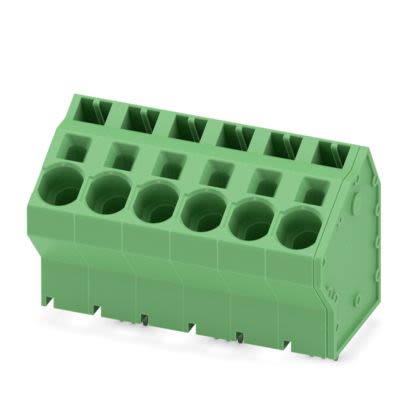 Phoenix Contact SPTA 16 Series PCB Terminal Block, 6-Contact, 10mm Pitch, Wave Soldering, 1-Row, Push In Spring [1819244]; 483-560