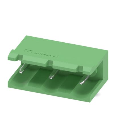 Phoenix Contact GMSTB Series Angled Wave Soldering Mount PCB Header, 3 Contact(s), 7.5 mm Pitch, 1 Row(s), Shrouded [1766026]; 483-591