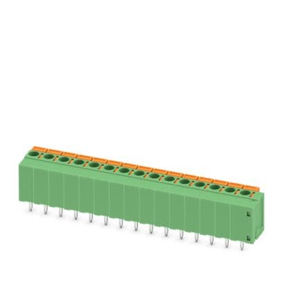 Phoenix Contact FFKDSA1 Series PCB Terminal Block, 15-Contact, 5.08mm Pitch, Wave Soldering, 1-Row, Push In Spring [1700648]; 483-639