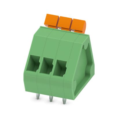 Phoenix Contact ZFKDSA 1 Series PCB Terminal Block, 3-Contact, 3.81mm Pitch, Wave Soldering, 1-Row, Spring Cage [1706955]; 483-645