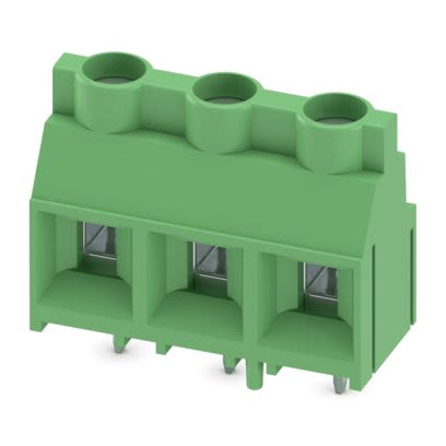 Phoenix Contact MKDSV 5 Series PCB Terminal Block, 3-Contact, 9.52mm Pitch, Wave Soldering, 1-Row, Screw Termination [1710069]; 483-655