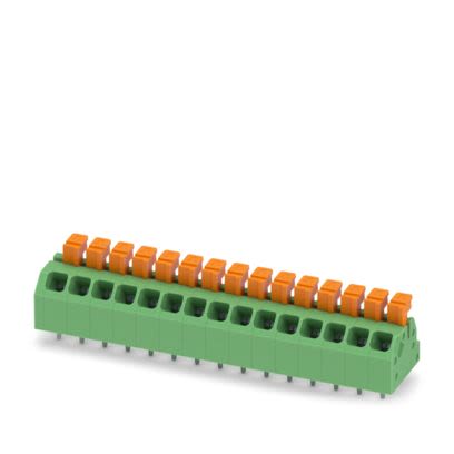 Phoenix Contact SPTAF 1 Series PCB Terminal Block, 15-Contact, 3.5mm Pitch, Wave Soldering, 1-Row, Push In Spring [1864419]; 483-772