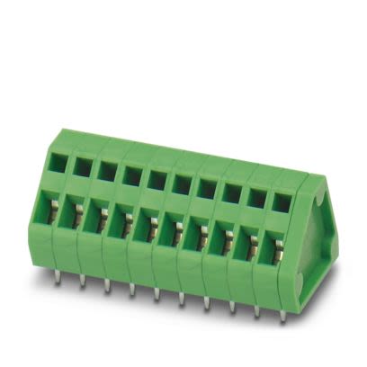 Phoenix Contact ZFKDSA 1 Series PCB Terminal Block, 20-Contact, 3.81mm Pitch, Wave Soldering, 1-Row, Spring Cage [1933765]; 483-823