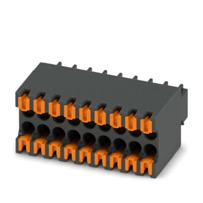 Phoenix Contact DFMC Series PCB Connector, 18-Contact, 2.54mm Pitch, 1-Row, Push In Spring Termination [1844646]; 483-855