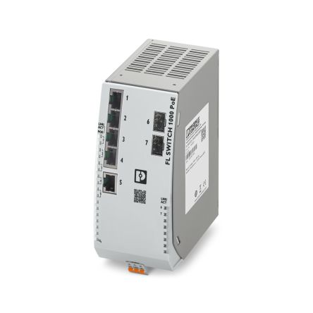 Phoenix Contact FL SWITCH 1100-5POE-2SFP, Unmanaged 5 Port Network Switch With PoE RJ-45 [1342621]; 483-971