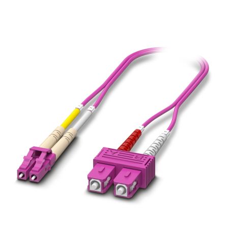 Phoenix Contact LC to SC Duplex Multi Mode OS2 Fibre Optic Cable, 50/125μm, Yellow, 1m [1115601]; 484-003