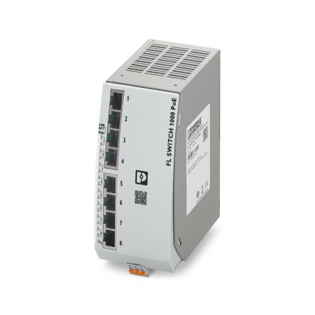 Phoenix Contact FL SWITCH 1100-8POE, Unmanaged 8 Port Network Switch With PoE RJ-45 [1343034]; 484-147