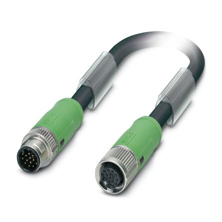 Phoenix Contact Straight Male 17 way M12 to Straight Female 17 way M12 Sensor Actuator Cable, 20m [1402423]; 484-160