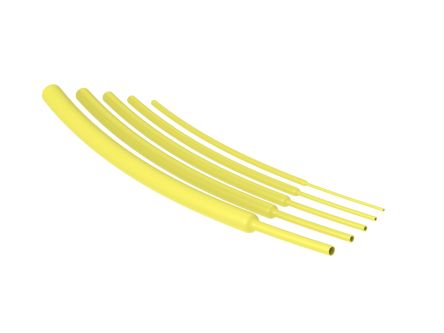 TE Connectivity Heat Shrink Tubing, Yellow 6.4mm Sleeve Dia. x 1.2m Length 8.40 Ratio, RNF-100 Series [RNF-100-1/4-4-STK]; 487-287