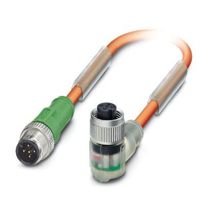 Phoenix Contact Straight Male 5 way M12 to Right Angle Female 5 way M12 Sensor Actuator Cable, 1.5m [1693979]; 487-367