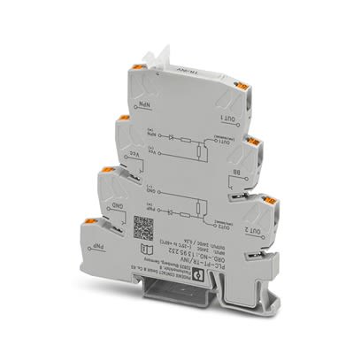 Phoenix Contact PLC-PT-TR/INV Series Switching Amplifier, Voltage Input, Transistor Output, 24V dc Supply [1395232]; 487-372