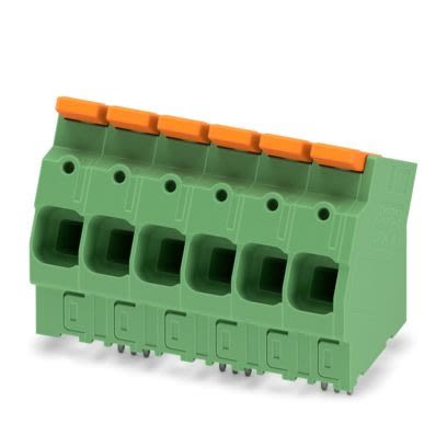 Phoenix Contact LPTA Series PCB Terminal Block, 6-Contact, 10mm Pitch, Wave Soldering, 1-Row, Push In Termination [1333823]; 487-600