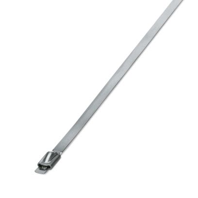 Phoenix Contact Cable Ties, Steel Strip, 838mm x 4.6 mm, Silver Stainless Steel, Pk-100 [3240723]; 487-734