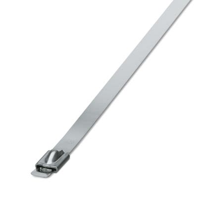 Phoenix Contact Cable Ties, Steel Strip, 360mm x 4.8 mm, Silver Stainless Steel, Pk-100 [3240766]; 487-736
