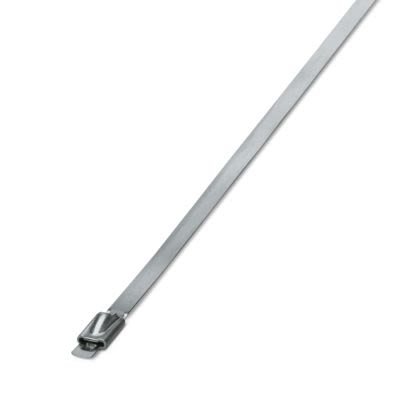 Phoenix Contact Cable Ties, Steel Strip, 679mm x 4.6 mm, Silver Stainless Steel, Pk-100 [3240812]; 487-737