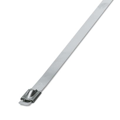 Phoenix Contact Cable Ties, Steel Strip, 360mm x 7.9 mm, Silver Stainless Steel, Pk-100 [3240815]; 487-739