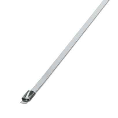 Phoenix Contact Cable Ties, Steel Strip, 1.067m x 4.6 mm, Silver Stainless Steel, Pk-100 [3240818]; 487-740