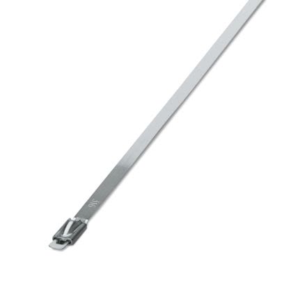 Phoenix Contact Cable Ties, Steel Strip, 259mm x 4.6 mm, Silver Stainless Steel, Pk-100 [3240822]; 487-742