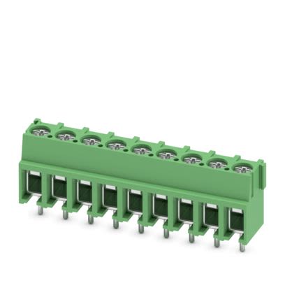 Phoenix Contact 5/..-H, PT 2 Series PCB Terminal Block, 9-Contact, 5mm Pitch, Wave Soldering, 1-Row, Screw Termination [1935844]; 487-819