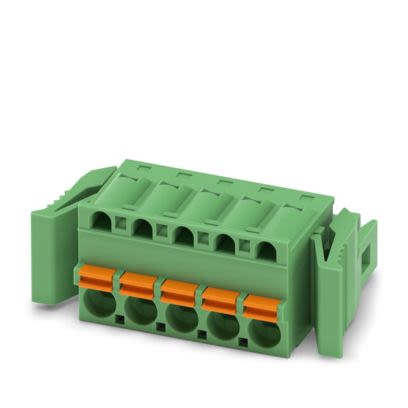 Phoenix Contact, 5mm Pitch, 5/..-ST-RF, FKC 2, 5 Way, , Pluggable Terminal Block, Plug, Latching, Push In Spring [1947081]; 487-821