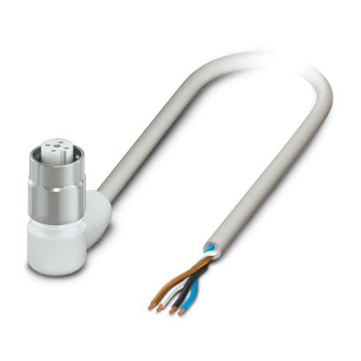 Phoenix Contact Free Ends to Right Angle Female 4 way M12 Actuator/Sensor Cable, 1m [1414763]; 488-165