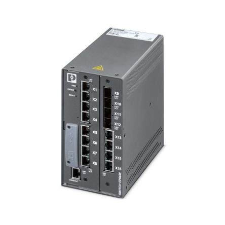 Phoenix Contact FL SWITCH EP6412-4GSFP-HV, Managed 16 Port Ethernet Switch With PoE RJ-45 [1471547]; 488-218