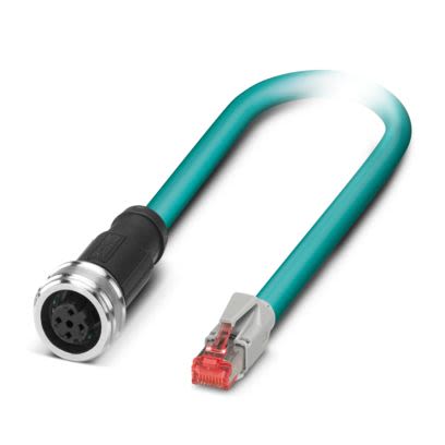Phoenix Contact1476031, 5m Cat5, Light Blue M12 to Female RJ45 Male, Shielded Shielded, Terminated Polyurethane Sheath [1476031]; 488-230